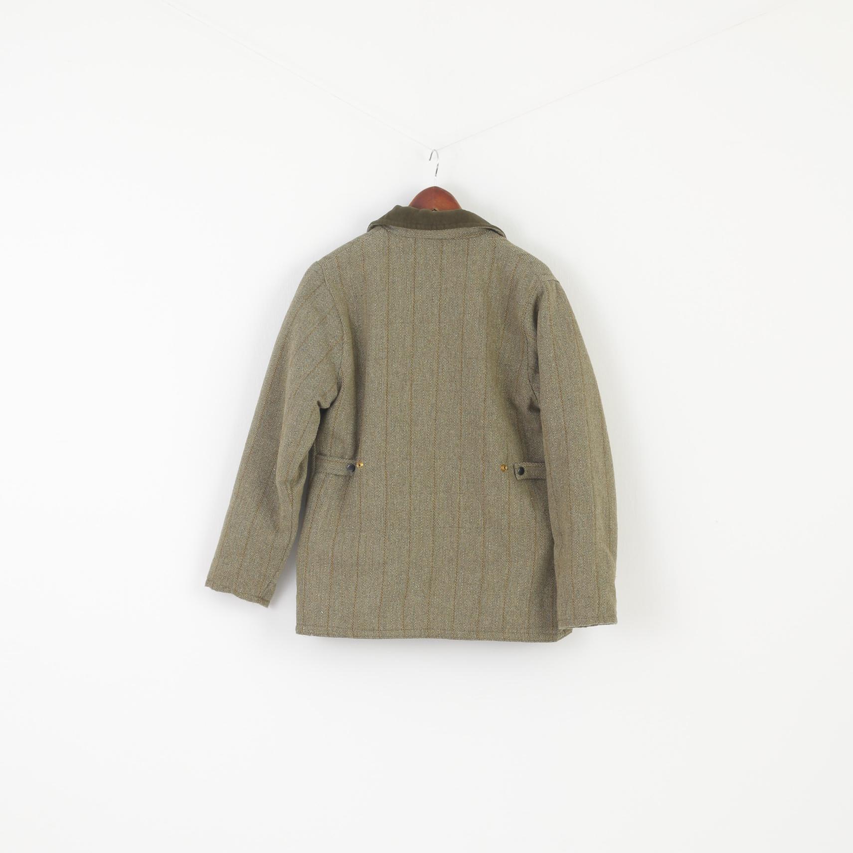 Openair Countrywear Women 12 M Jacket Green Tweed Shooting Hunting Full Zipper Top