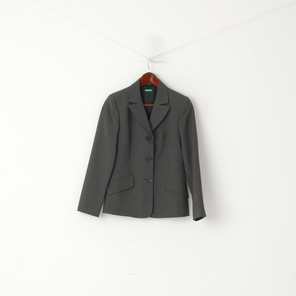 United Colors Of Benetton Femmes 40 XS Blazer Gris Veste Italie à Simple Boutonnage