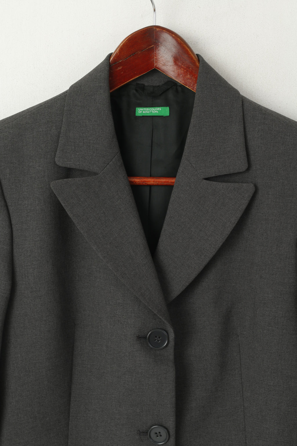 United Colors Of Benetton Femmes 40 XS Blazer Gris Veste Italie à Simple Boutonnage