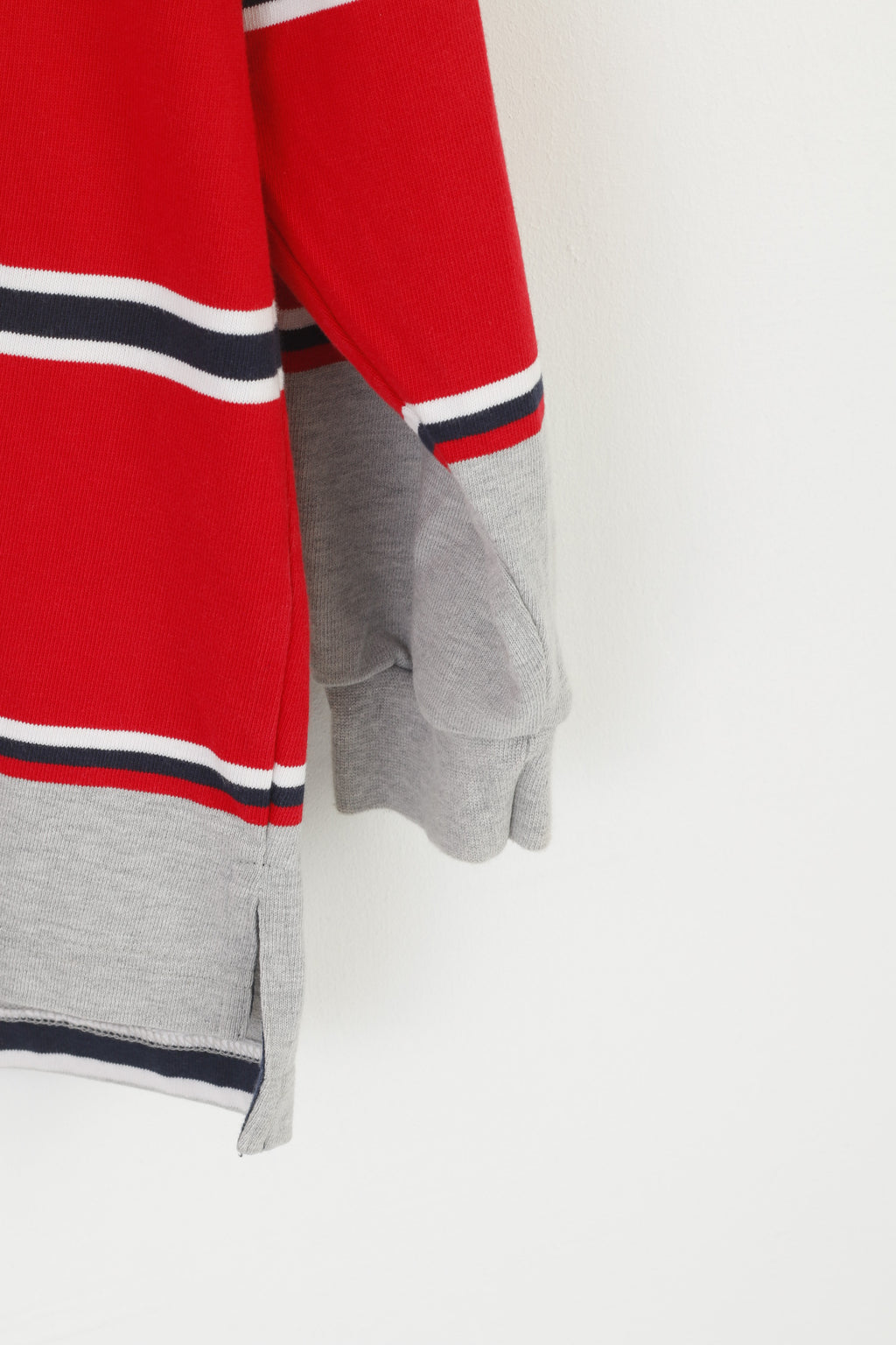Key West American Sportswear Hommes L Polo Gris Rayé Coton Classique Haut À Manches Longues