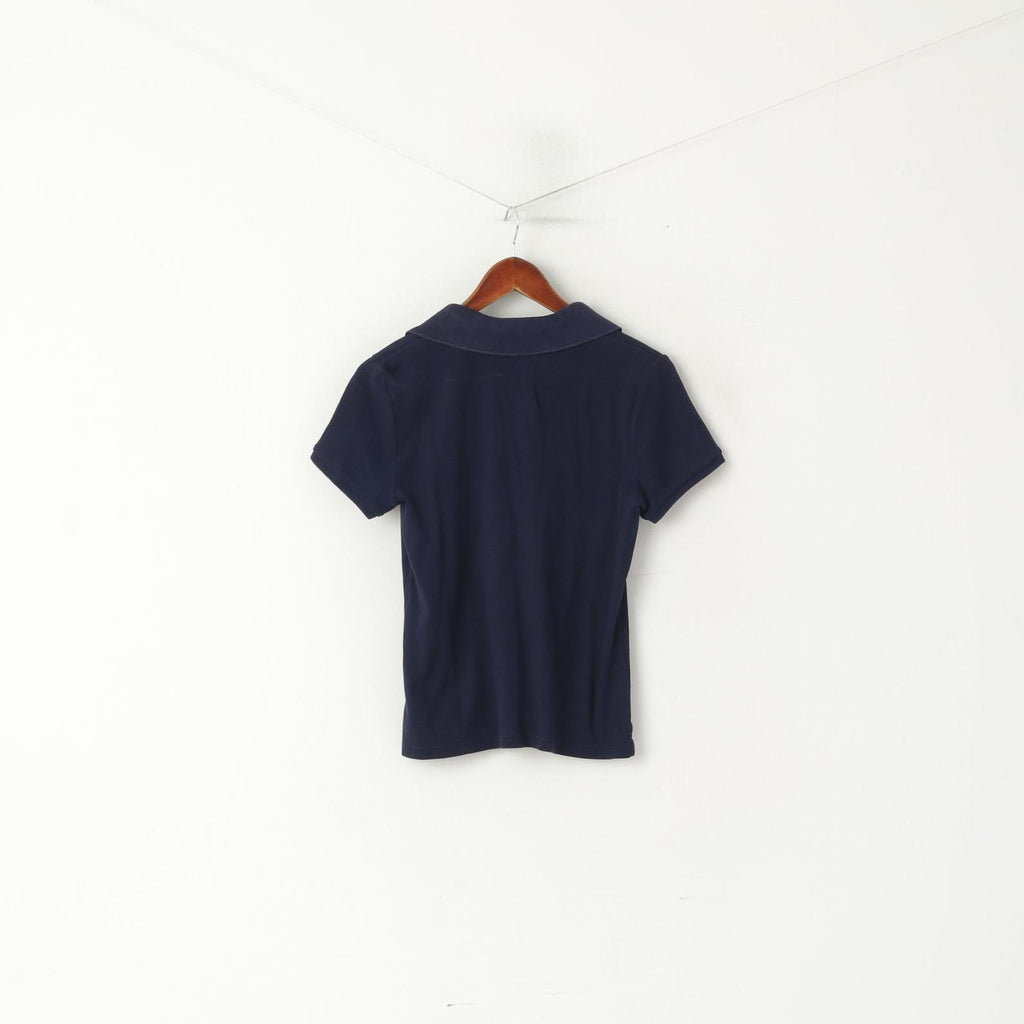 Lauren Ralph Lauren Polo Femme M Bleu Marine Coton Stretch Manches Courtes Haut Uni