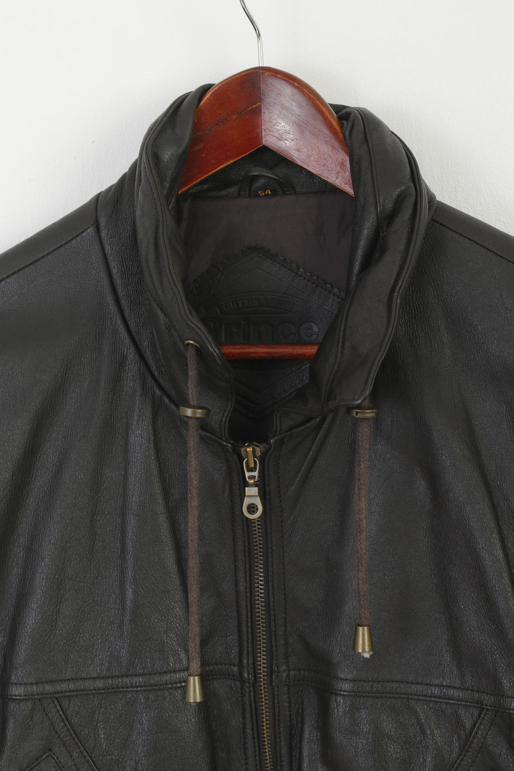 Prince Men 54 L Leather Vest Dark Brown Vintage Full Zipper Biker Soft Waistcoat