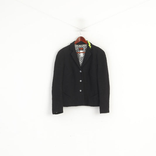 Bazar Christian Lacroix Women M Blazer Black Cotton Shoulder Pads France Jacket