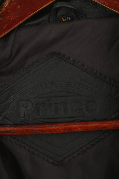 Prince Hommes 54 L Gilet en Cuir Marron Foncé Vintage Fermeture Éclair Complète Biker Gilet Souple