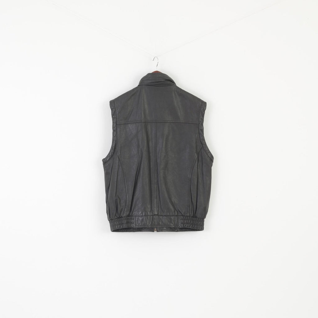 Prince Men 54 L Leather Vest Dark Brown Vintage Full Zipper Biker Soft Waistcoat