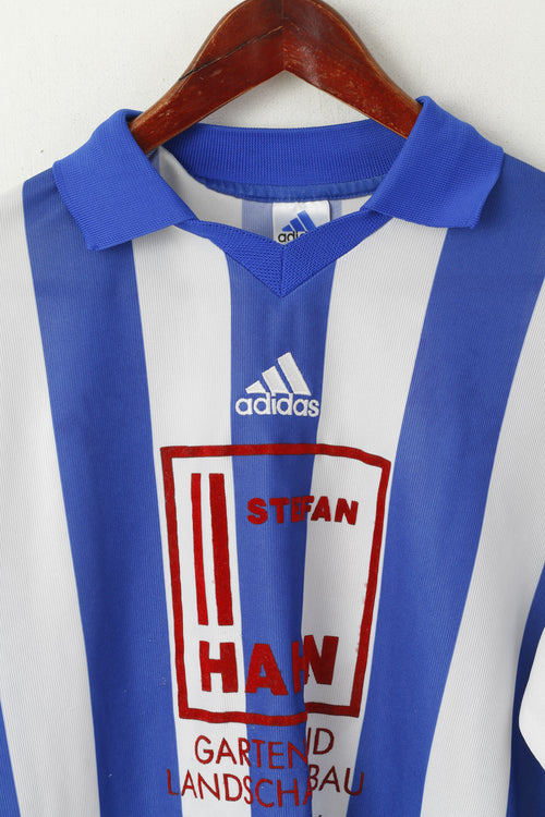 Polo Adidas da uomo S blu vintage FC Hansa Schwanewede Football # 5 Jersey Top
