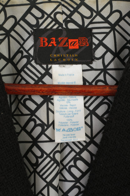 Bazar Christian Lacroix Giacca da donna M Blazer in cotone nero con spalline Francia