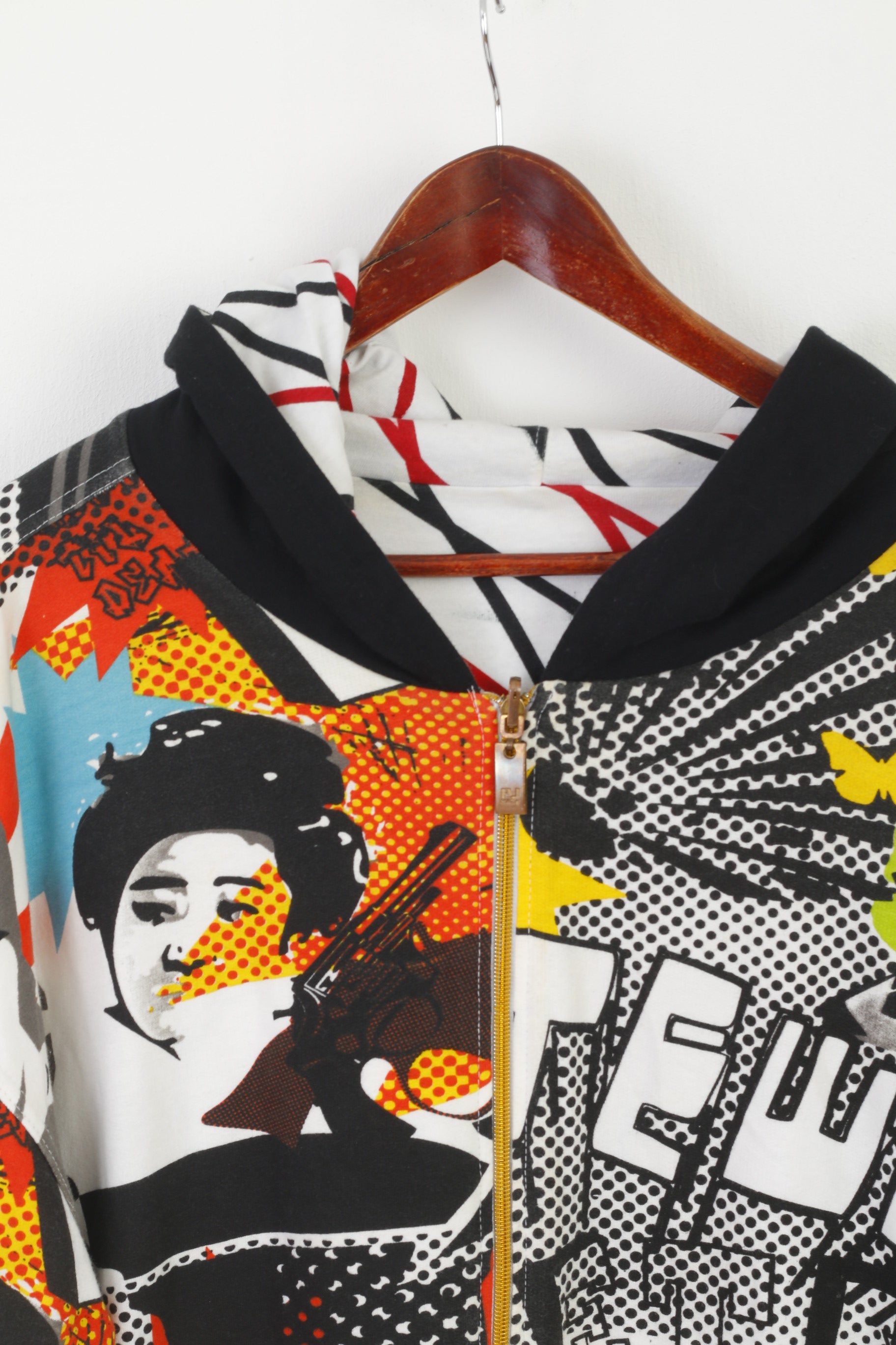 PJ Mark Men 2XL Sweatshirt Multicolour Printed Cotton Double Sided Zip Up Hoodie