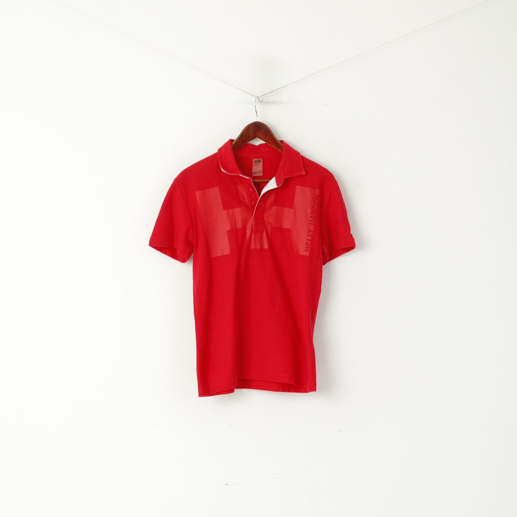 Helly Hansen Men S Polo Shirt Red Cotton Ebroidered Back Short Sleeve Top
