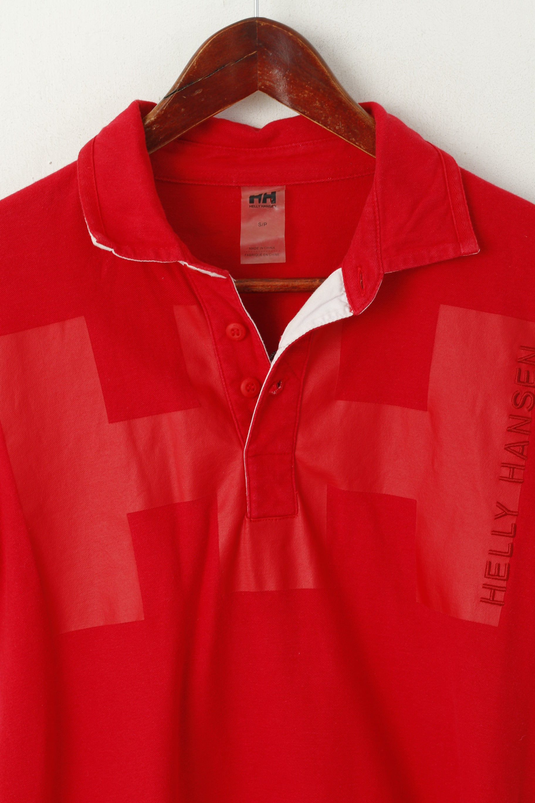 Helly Hansen Men S Polo Shirt Red Cotton Ebroidered Back Short Sleeve Top