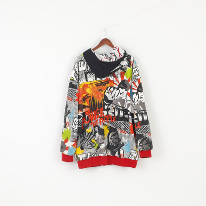 PJ Mark Men 2XL Sweatshirt Multicolour Printed Cotton Double Sided Zip Up Hoodie