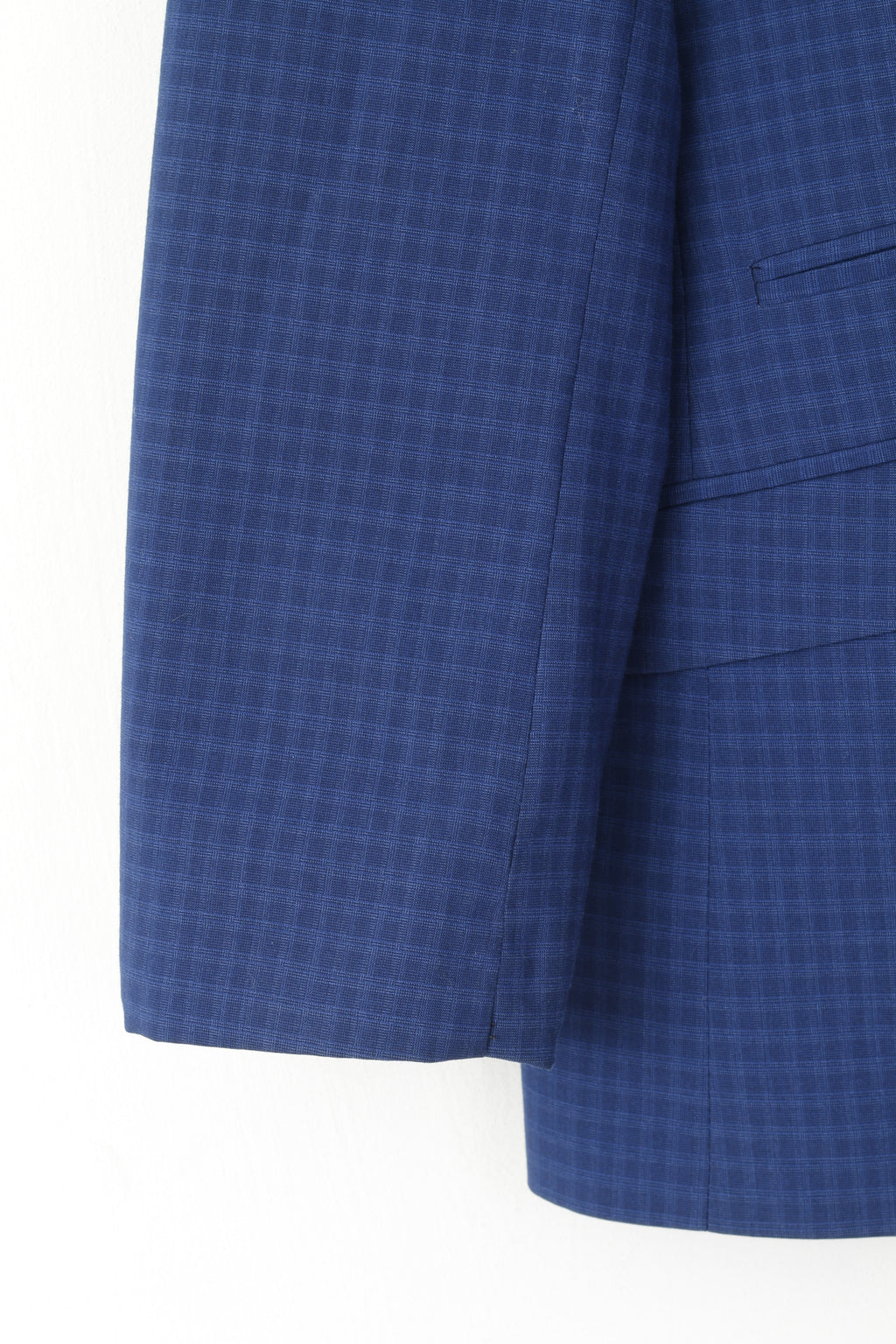 Guittard Men 54S S Blazer Slim Blue Check Wool Blend Single Breasted Jacket