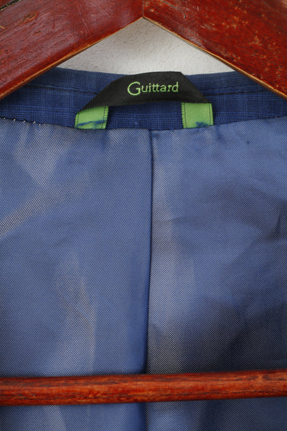Guittard Men 54S S Blazer Slim Blue Check Wool Blend Single Breasted Jacket