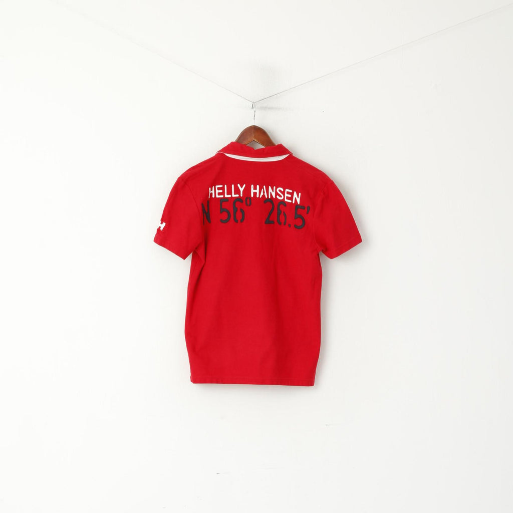 Helly Hansen Men S Polo Shirt Red Cotton Ebroidered Back Short Sleeve Top