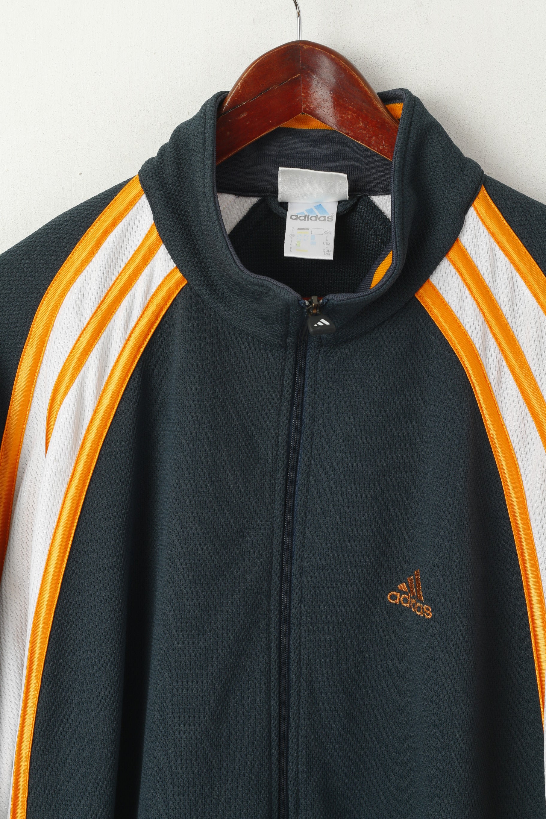 Adidas Men L Sweatshirt Navy Vintage Basketball '90 Retro Full Zipper Athletic Track Top