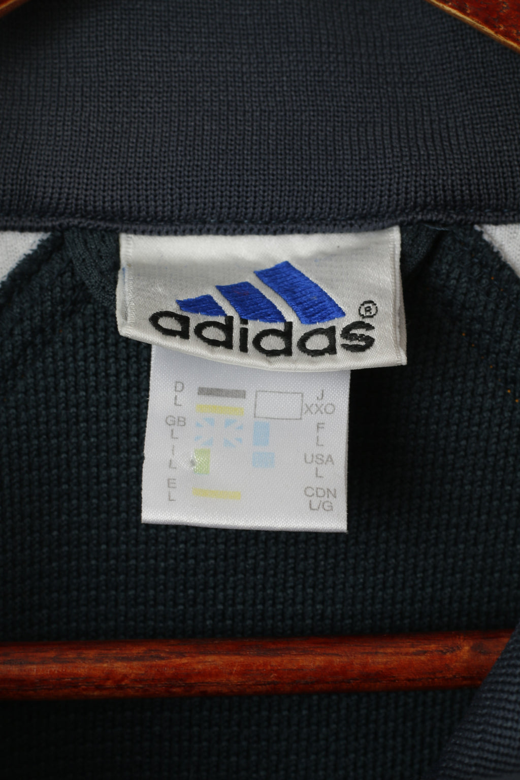 Adidas Men L Sweatshirt Navy Vintage Basketball '90 Retro Full Zipper Athletic Track Top