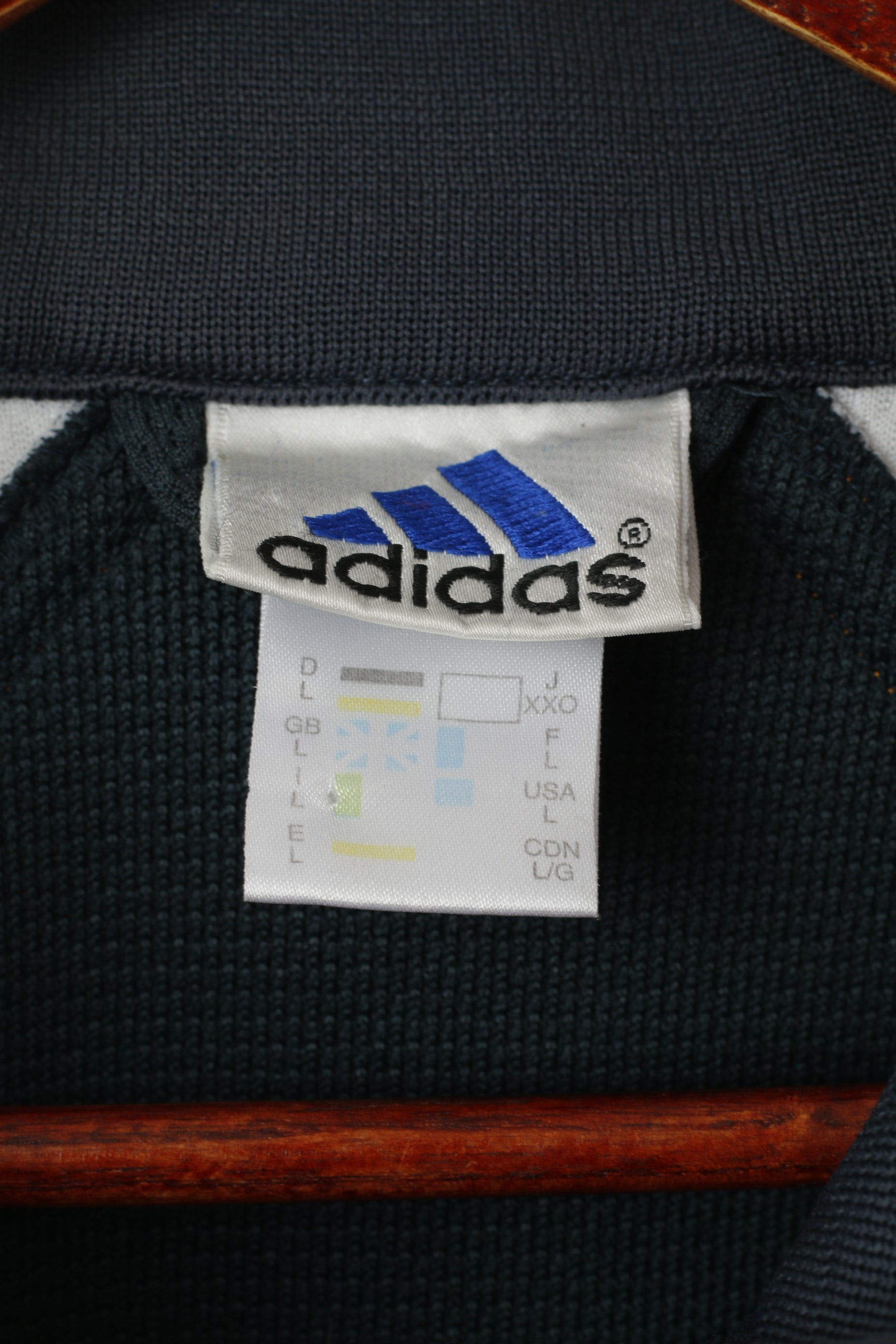 Adidas Men L Sweatshirt Navy Vintage Basketball '90 Retro Full Zipper Athletic Track Top