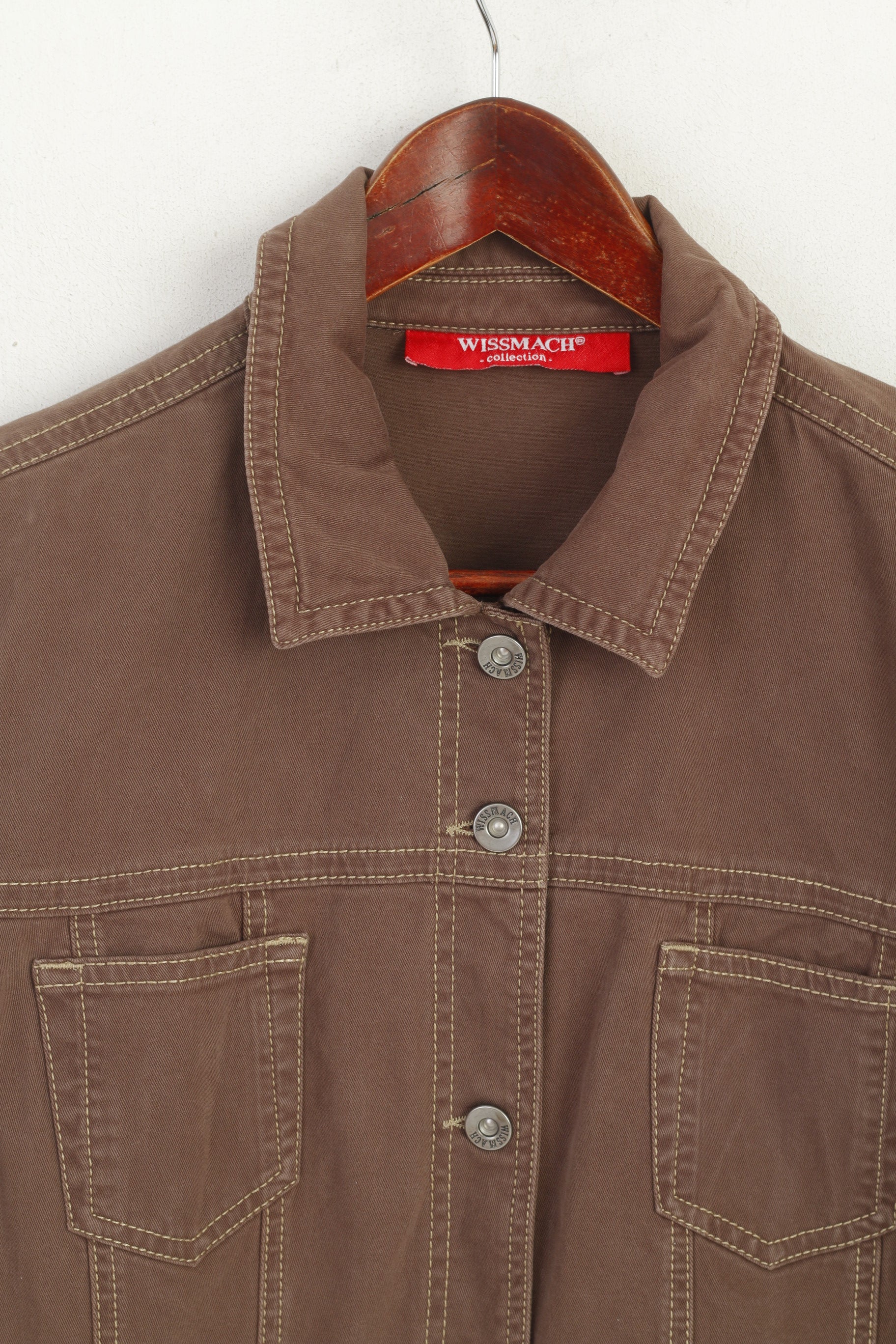 Wissmach Collection Women XL Jacket Brown Cotton Retro Stretch Classic Top