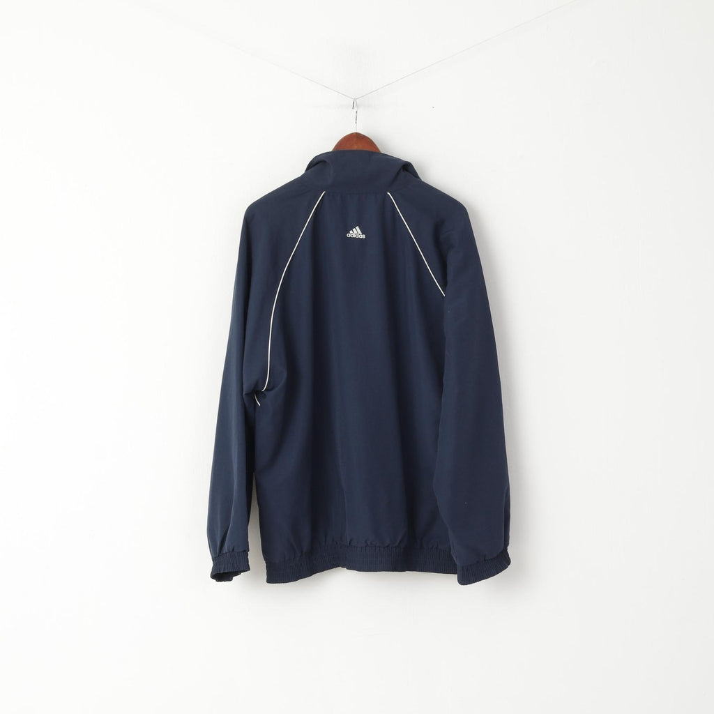 Adidas Men XL Jacket Navy Full Zipper Mesh Lined Retro Activewear Gym Top