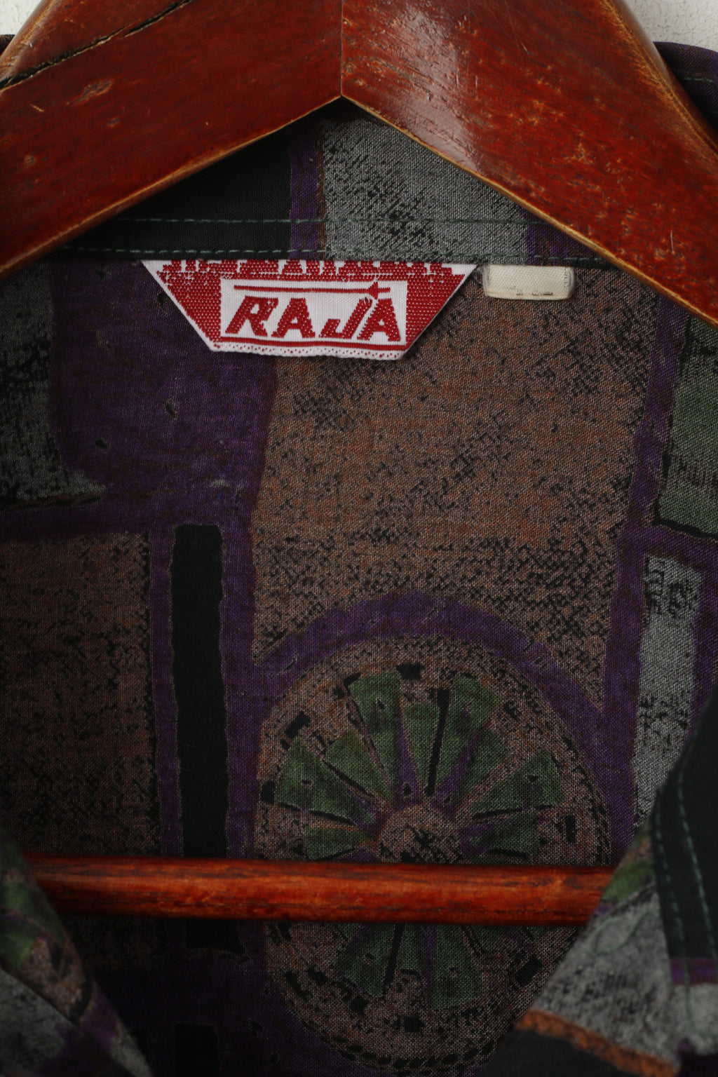 Raja Camicia casual da uomo 42 L con stampa astratta viola a maniche lunghe in morbida viscosa