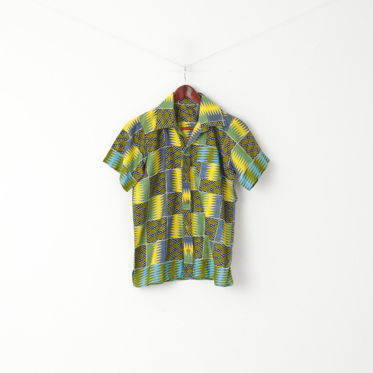 Camicia casual Saitino da 14 anni per ragazzi, top estivo a maniche corte multicolore fatto a mano