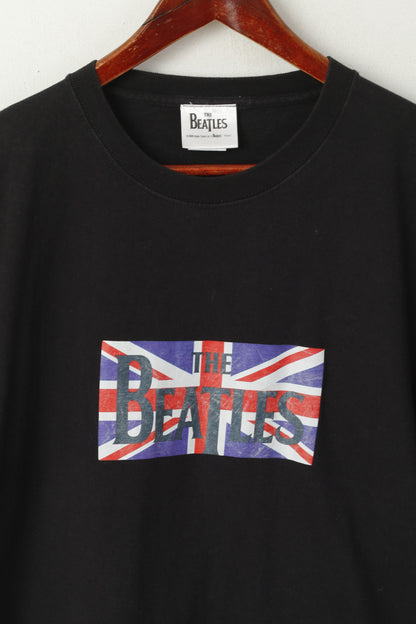 Fruit Of The Loom Men L (M) T-Shirt Black Cotton The Beatles Graphic Top
