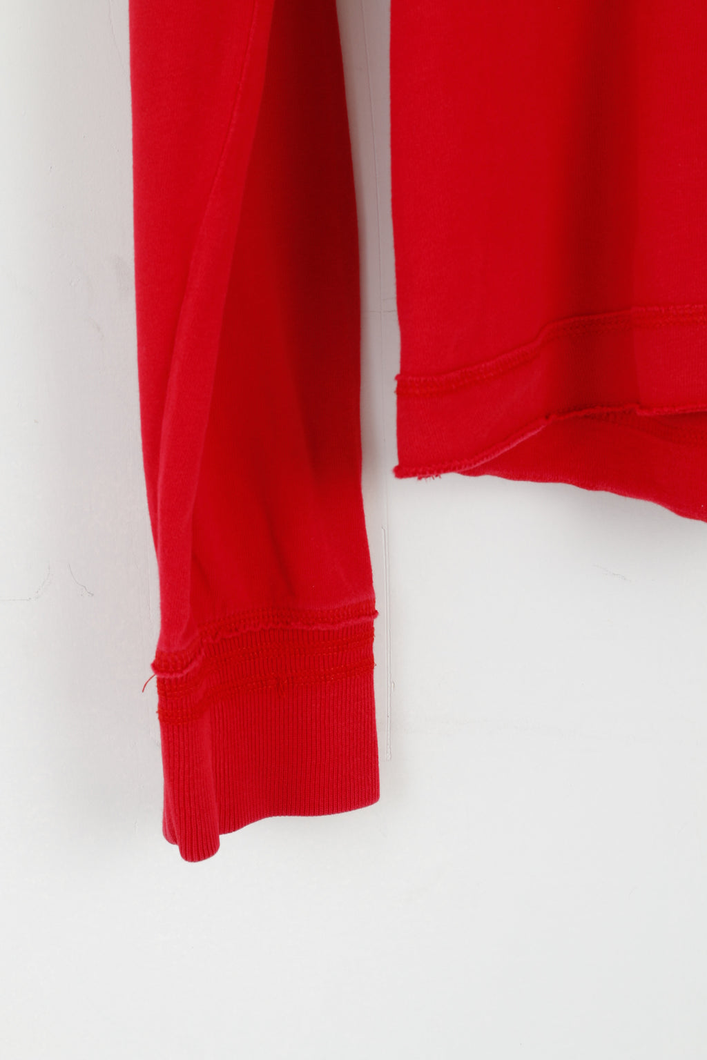 Hollister Men L Long Sleeved Shirt Red Cotton Emroidered Sleeve Casual Top