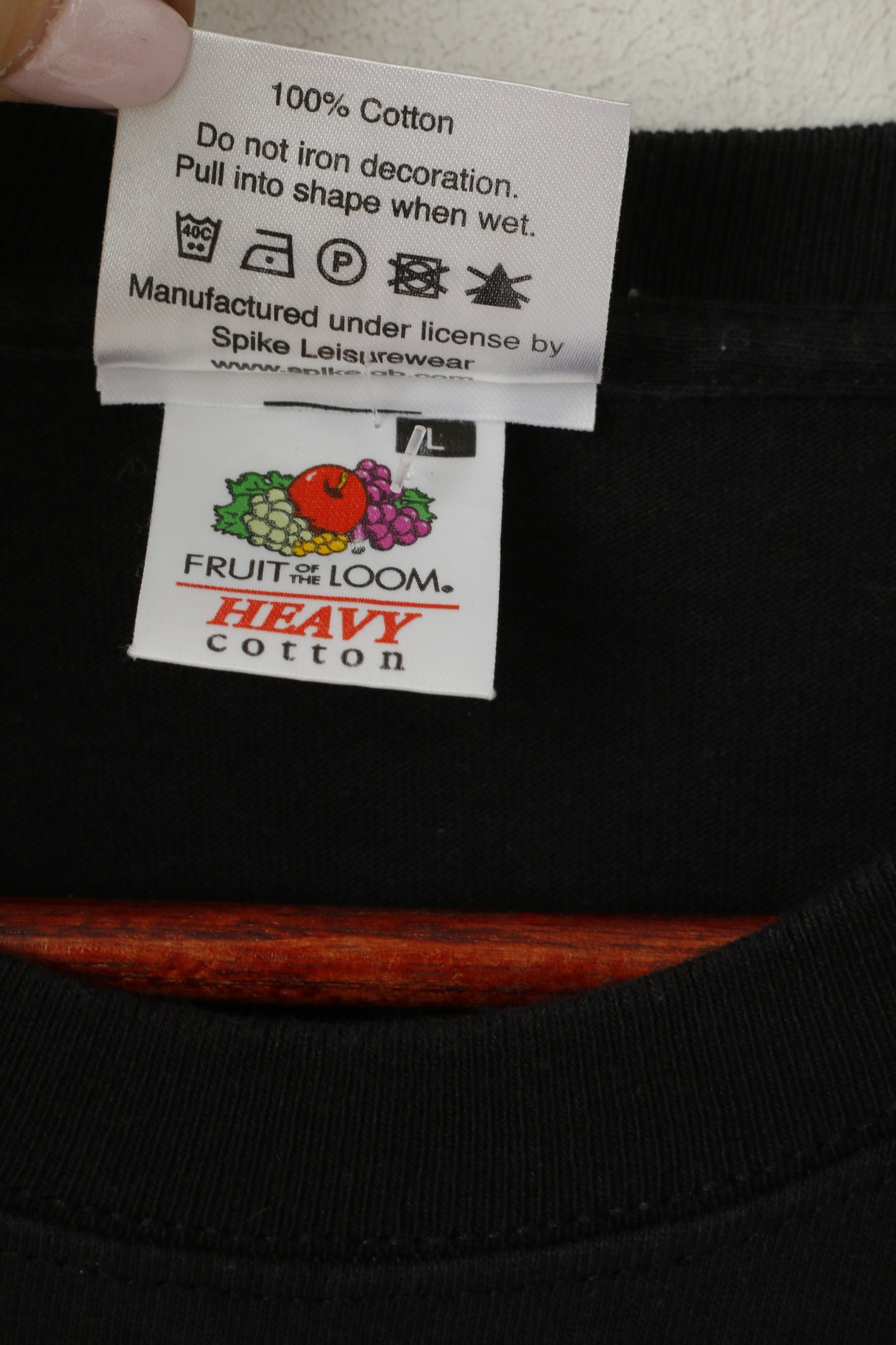 Fruit Of The Loom Men L (M) T-Shirt Black Cotton The Beatles Graphic Top