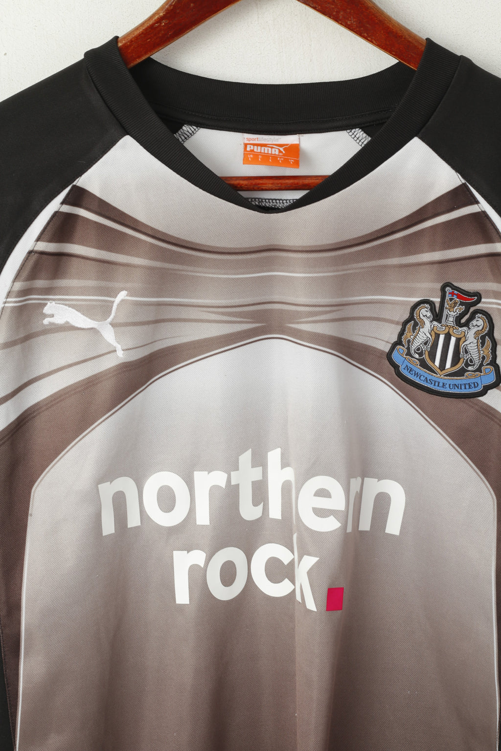 Maglia Puma da uomo L nera Newcaste United Football Club Sportswear Jersey Maglia da calcio