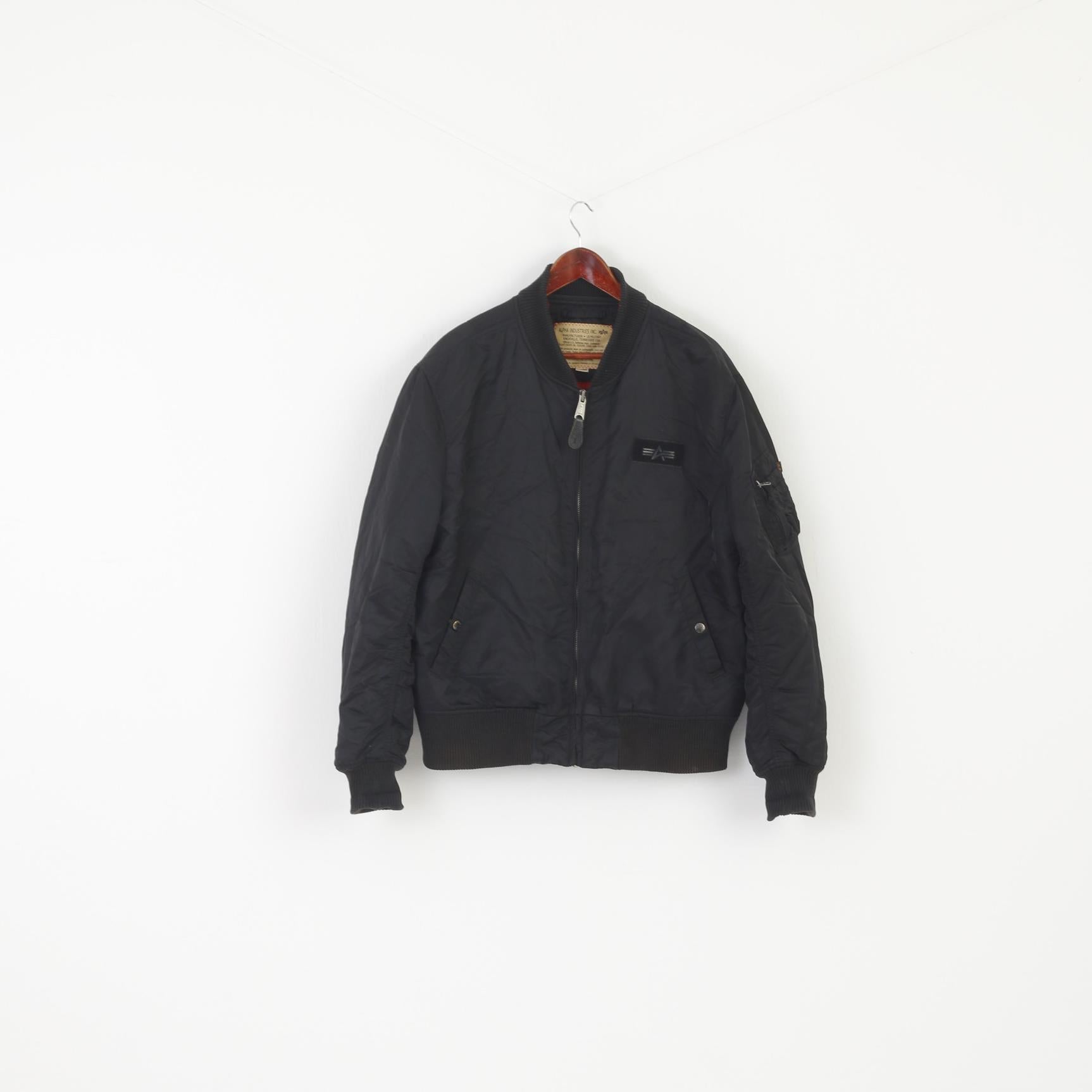 Alpha Industries Inc Military Retrospect Men – Zipper Nylon XL Jacket Full Bo Clothes Black