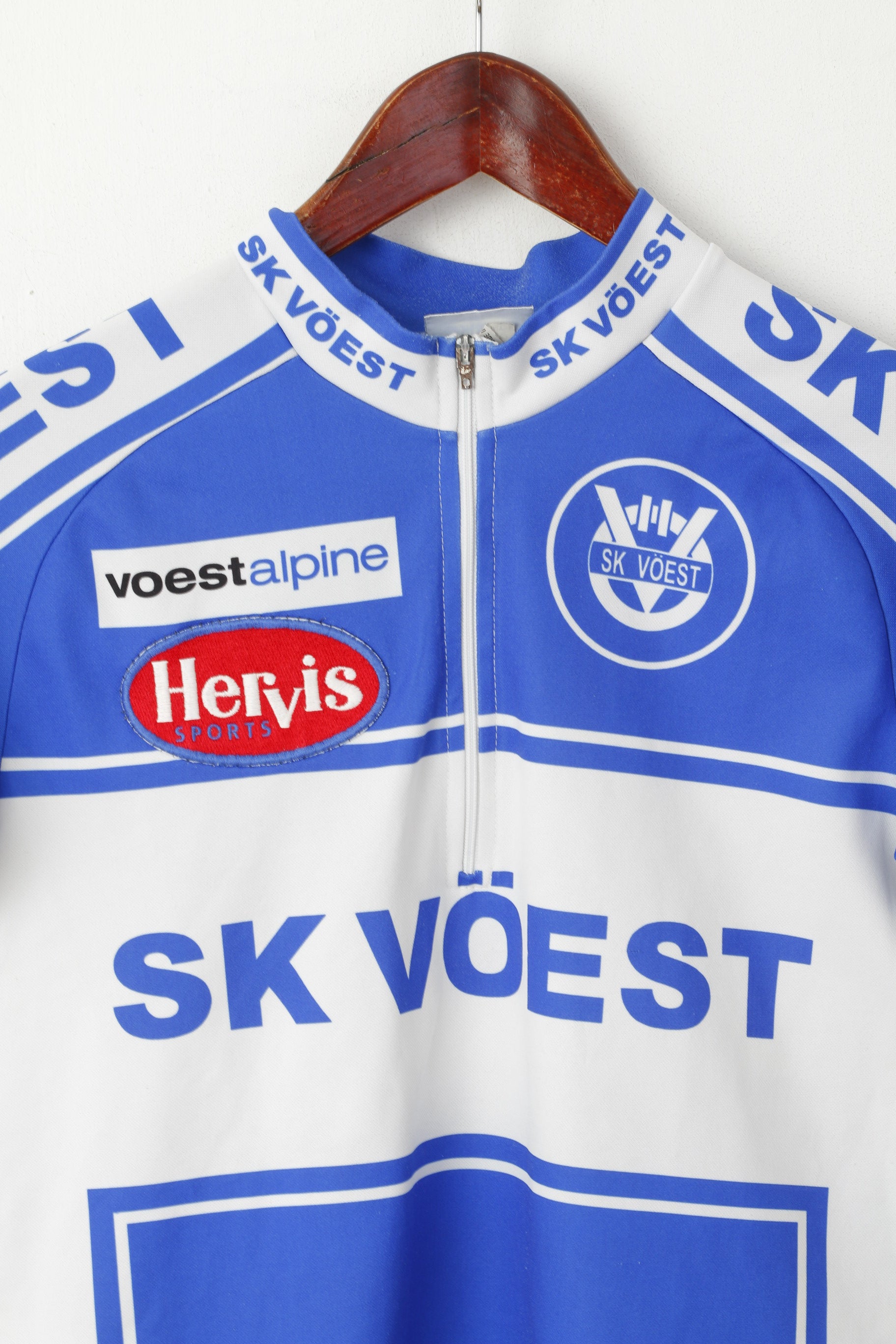 Sherpa Men M Cycling Shirt Blue Vintage Hervis Sports SK Voest Retro Bike Top