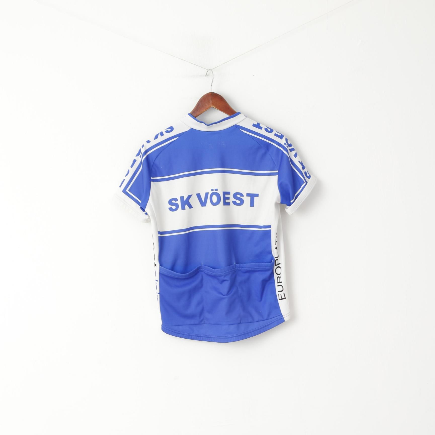 Sherpa Men M Cycling Shirt Blue Vintage Hervis Sports SK Voest Retro Bike Top