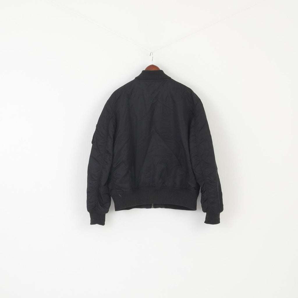 Alpha Industries Inc Men XL Jacket Black Nylon Military Full Zipper Bomber Casual Top