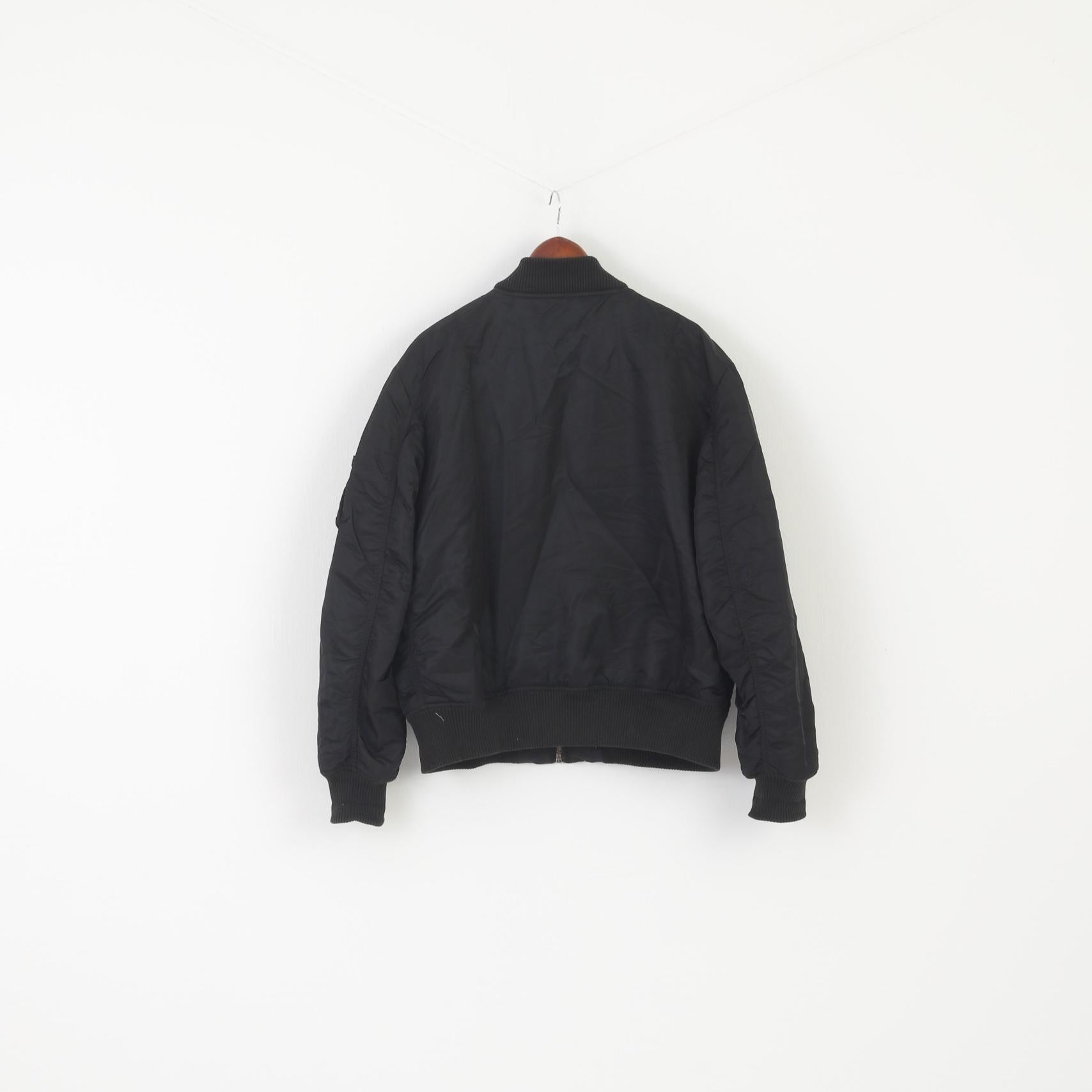Alpha Industries Inc Men XL Jacket Black Nylon Military Full Zipper Bomber Casual Top