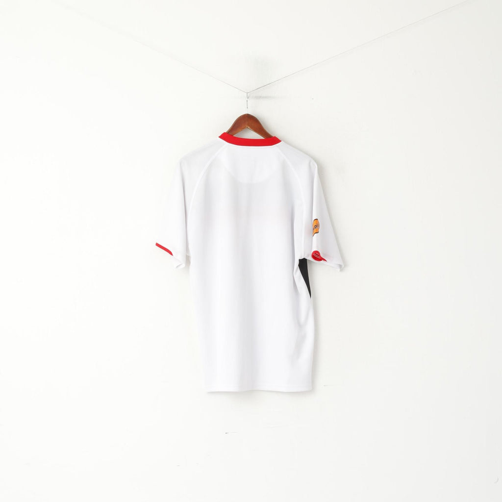 Orion Falcons Men L Shirt White Rugby Vintage Sportswear Jersey V Neck Top