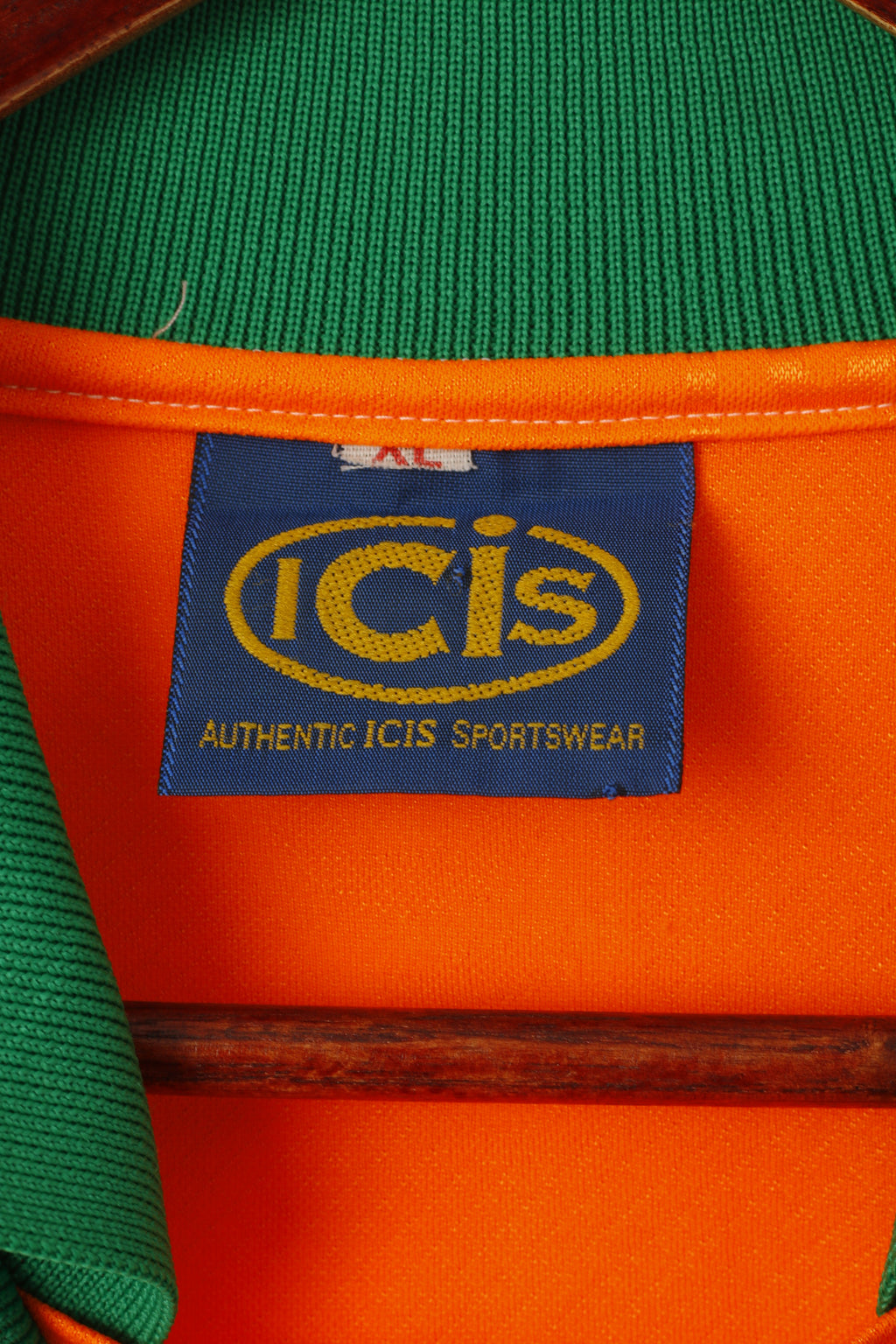 ICIS Men XL Polo Shirt Orange Neon Vintage Football Activewear Jersey Top