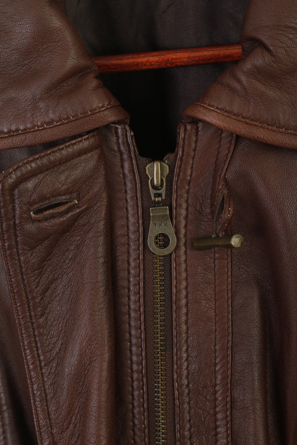 C&A Your 6th Sense Women 14 40 Jacket Brown Leather Full Zipper Vintage Retro Top