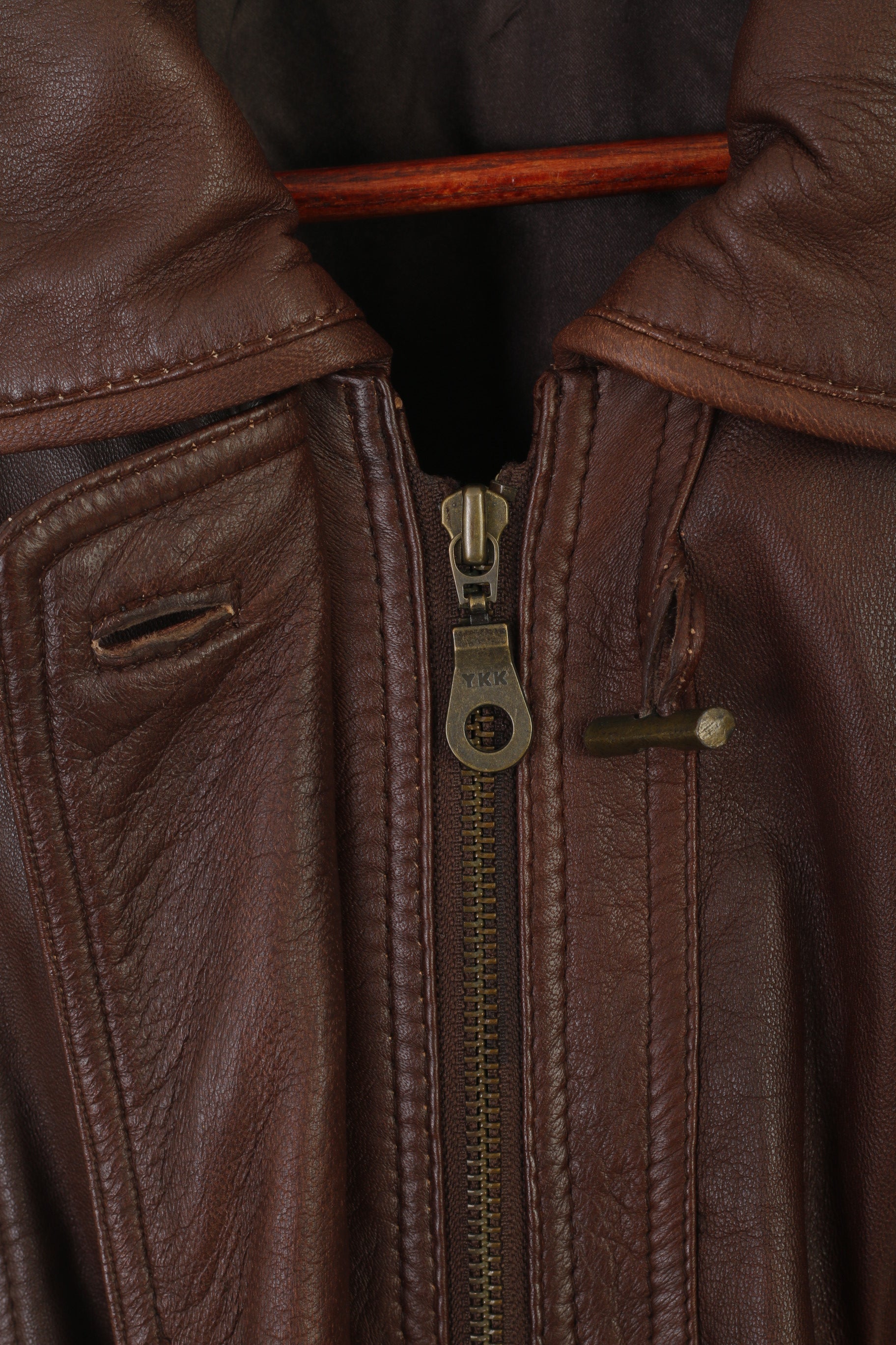 C&A Your 6th Sense Women 14 40 Jacket Brown Leather Full Zipper Vintage Retro Top