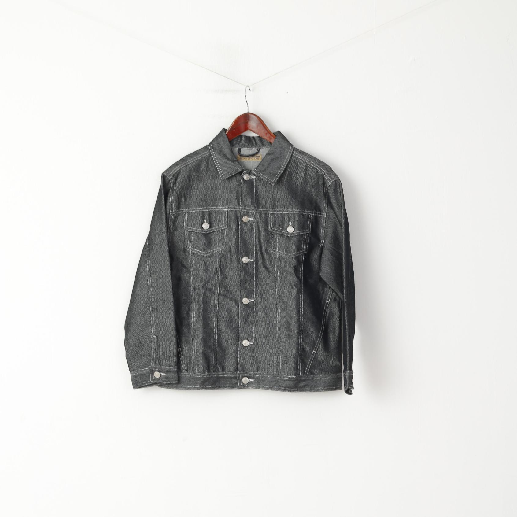 OVERGAME Veste en jean pour garçon de 14 ans, haut Bronx G. Blaster brodé en coton gris