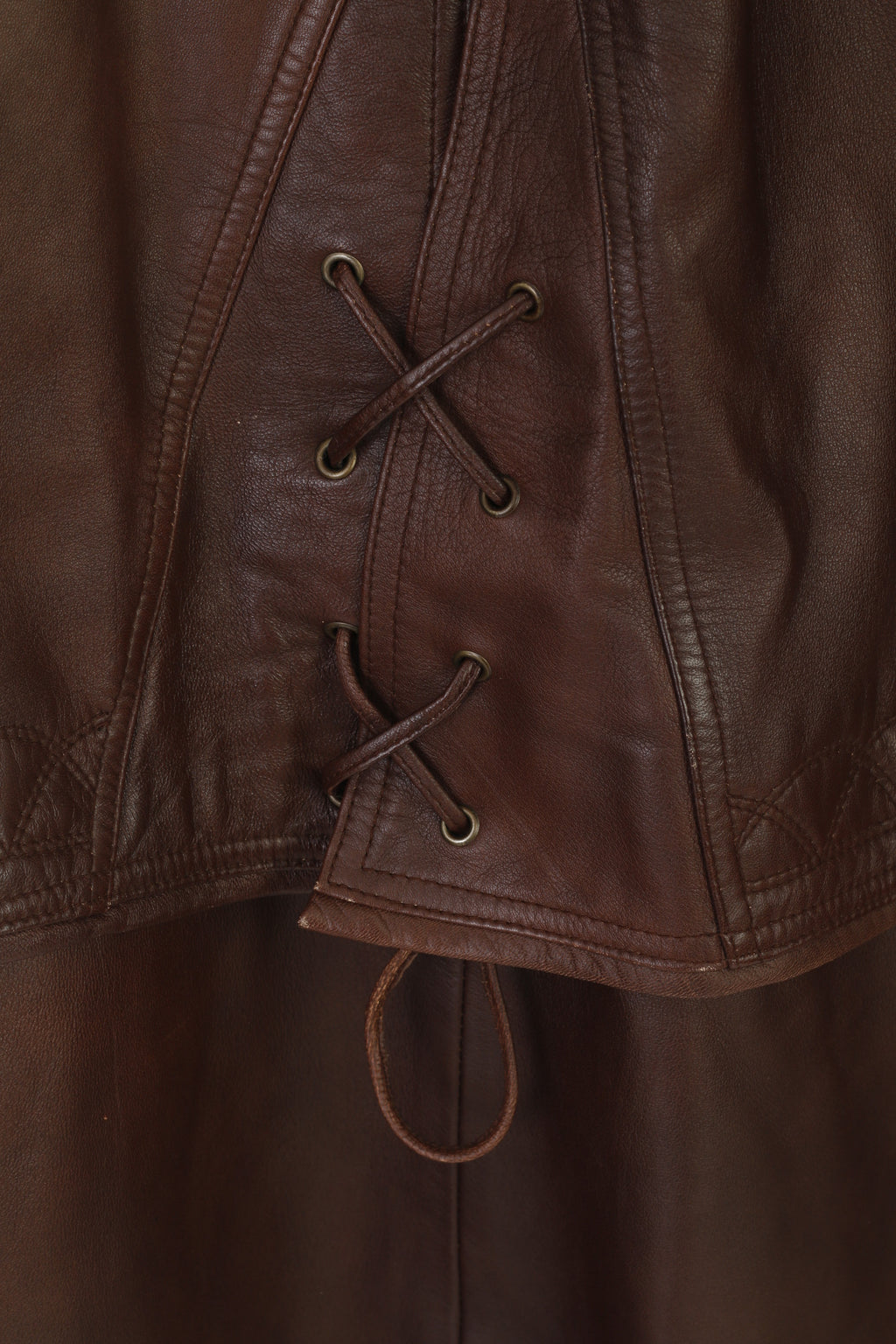 C&A Your 6th Sense Women 14 40 Jacket Brown Leather Full Zipper Vintage Retro Top