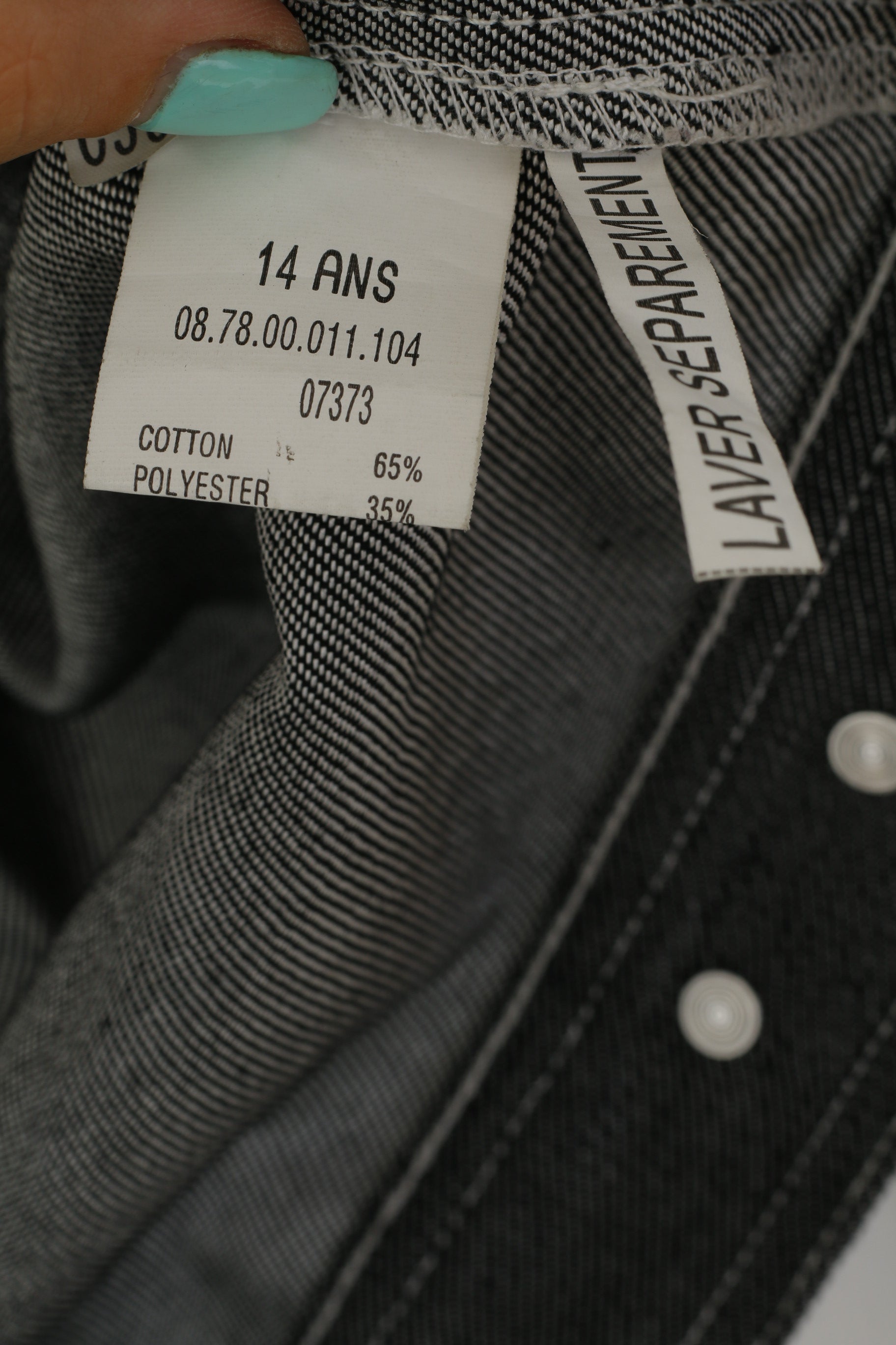 OVERGAME Veste en jean pour garçon de 14 ans, haut Bronx G. Blaster brodé en coton gris