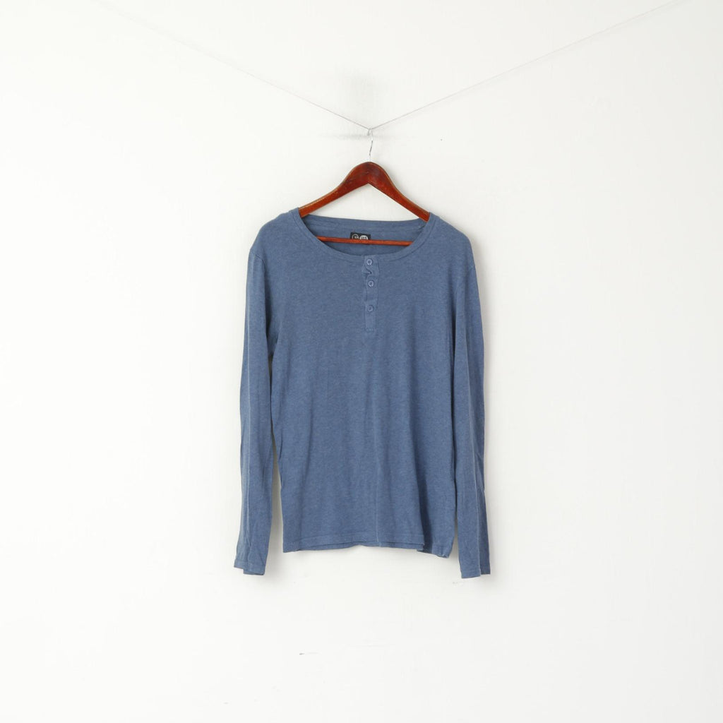 Cheap Monday Men S Long Sleeved Shirt Blue Cotton Plain Kristian Is Tee Top