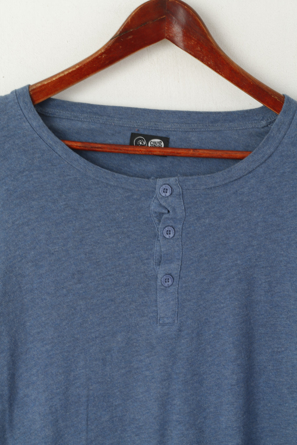 Cheap Monday Men S Long Sleeved Shirt Blue Cotton Plain Kristian Is Tee Top