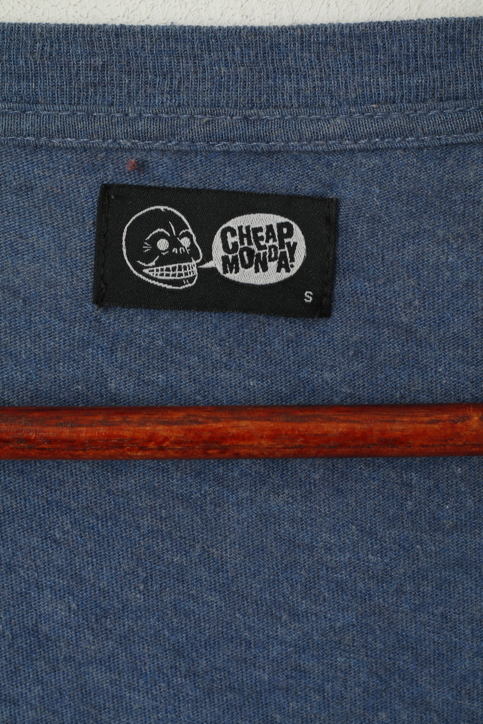 Cheap Monday Men S Long Sleeved Shirt Blue Cotton Plain Kristian Is Tee Top