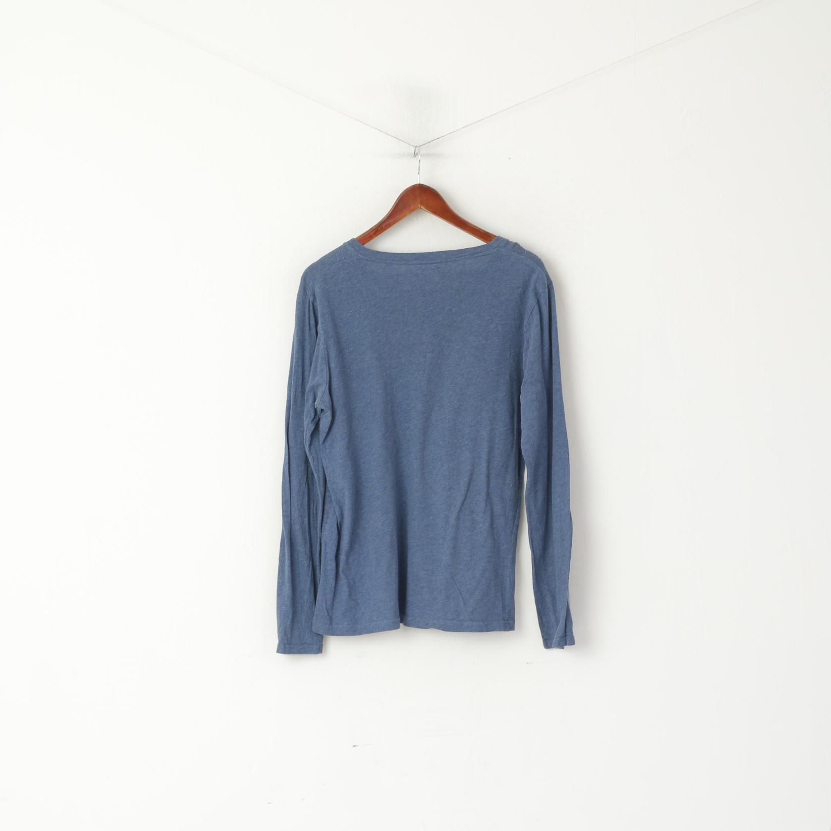 Cheap Monday Men S Long Sleeved Shirt Blue Cotton Plain Kristian Is Tee Top