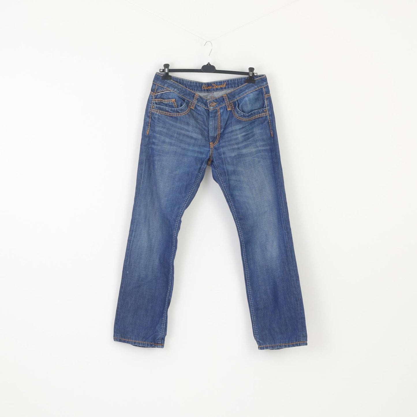 Navy Camp Trousers P Denim Clothes Jeans – Men Leg Cotton Retrospect Straight Long 36 David