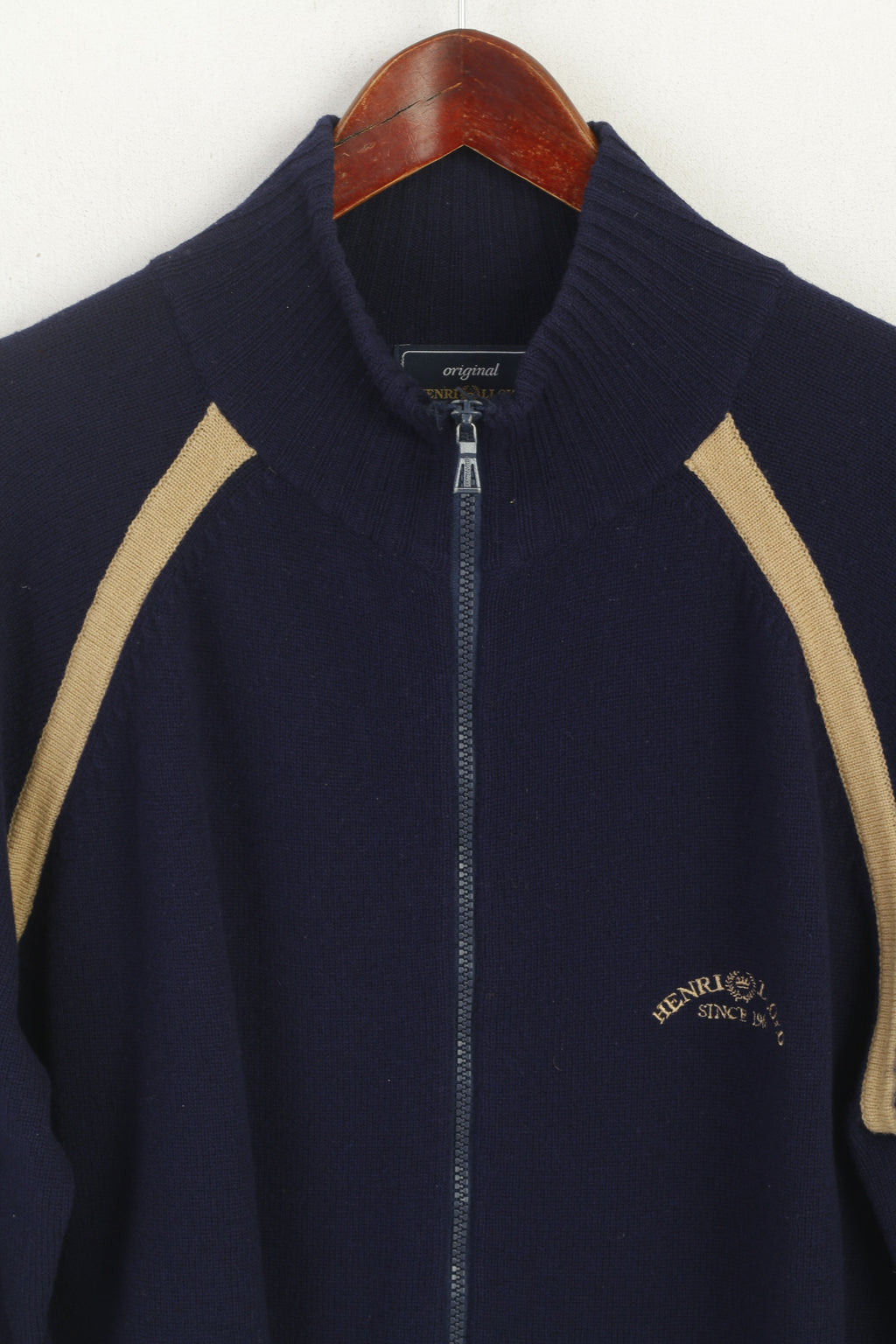 Henri Lloyd Men M Jumper Navy Wool Vintage Full Zip Cardigan Sweater