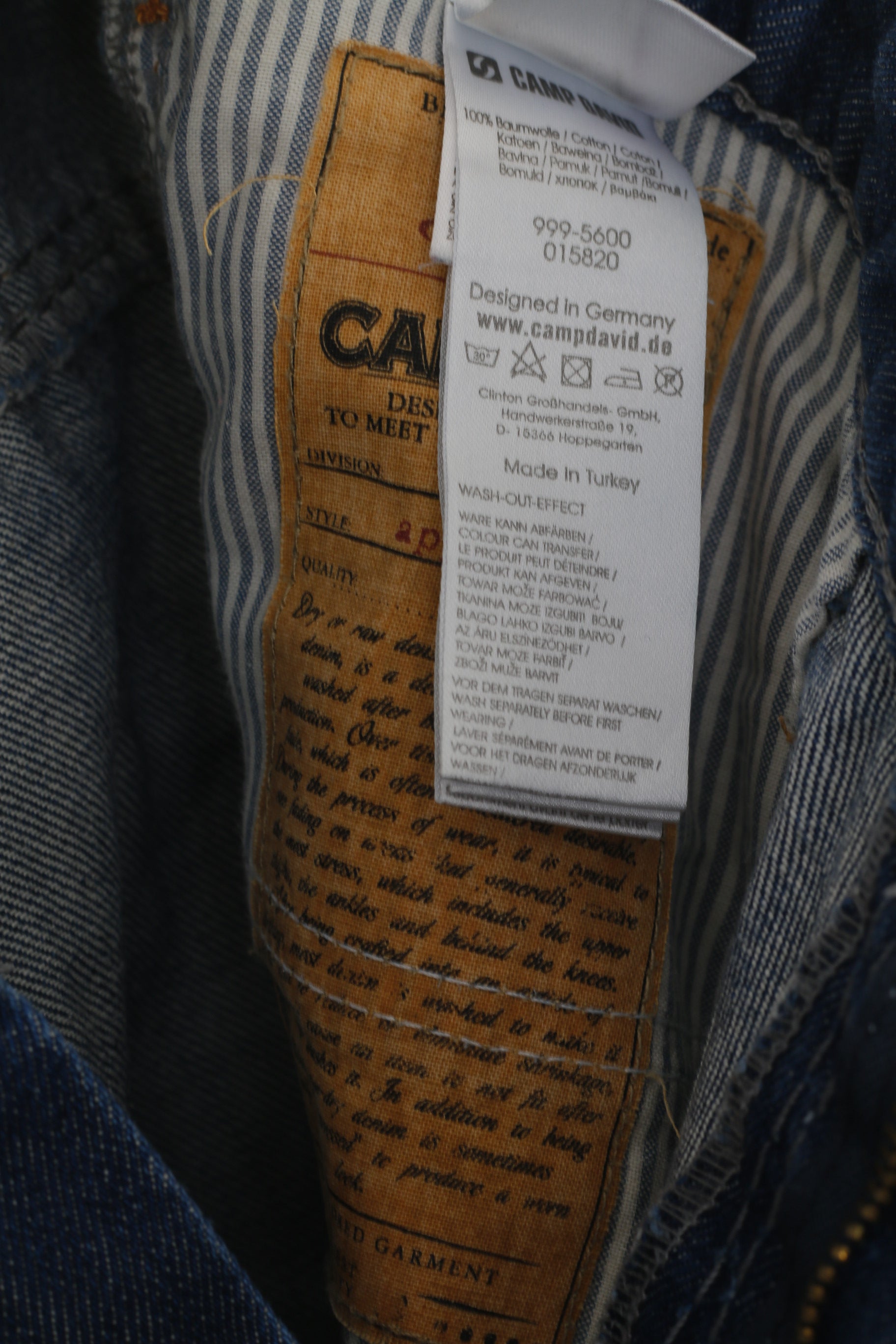 Camp David Men 36 Jeans Pantalon Bleu Marine Denim Coton Long Pantalon Droit