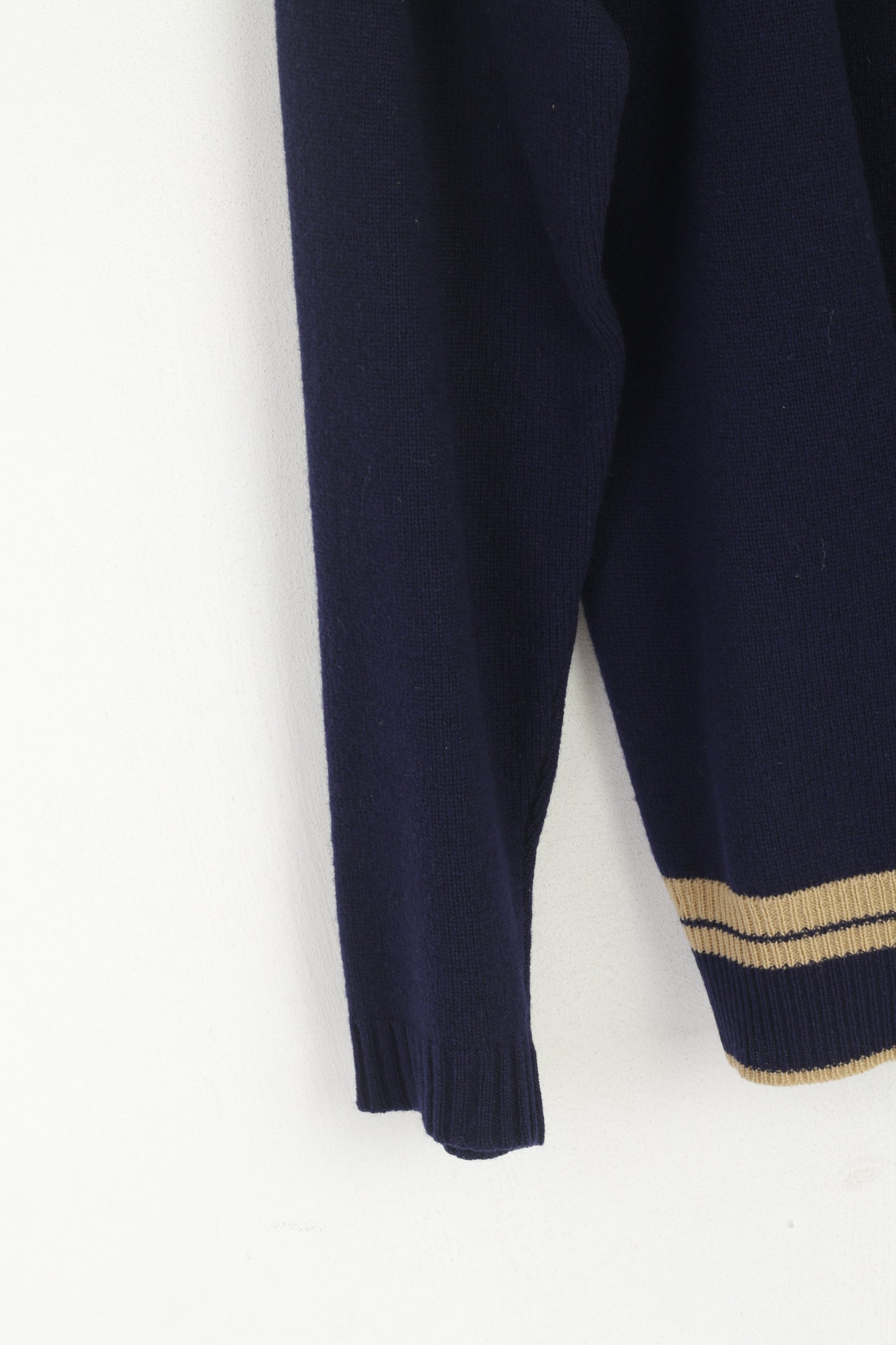 Henri Lloyd Men M Jumper Navy Wool Vintage Full Zip Cardigan Sweater