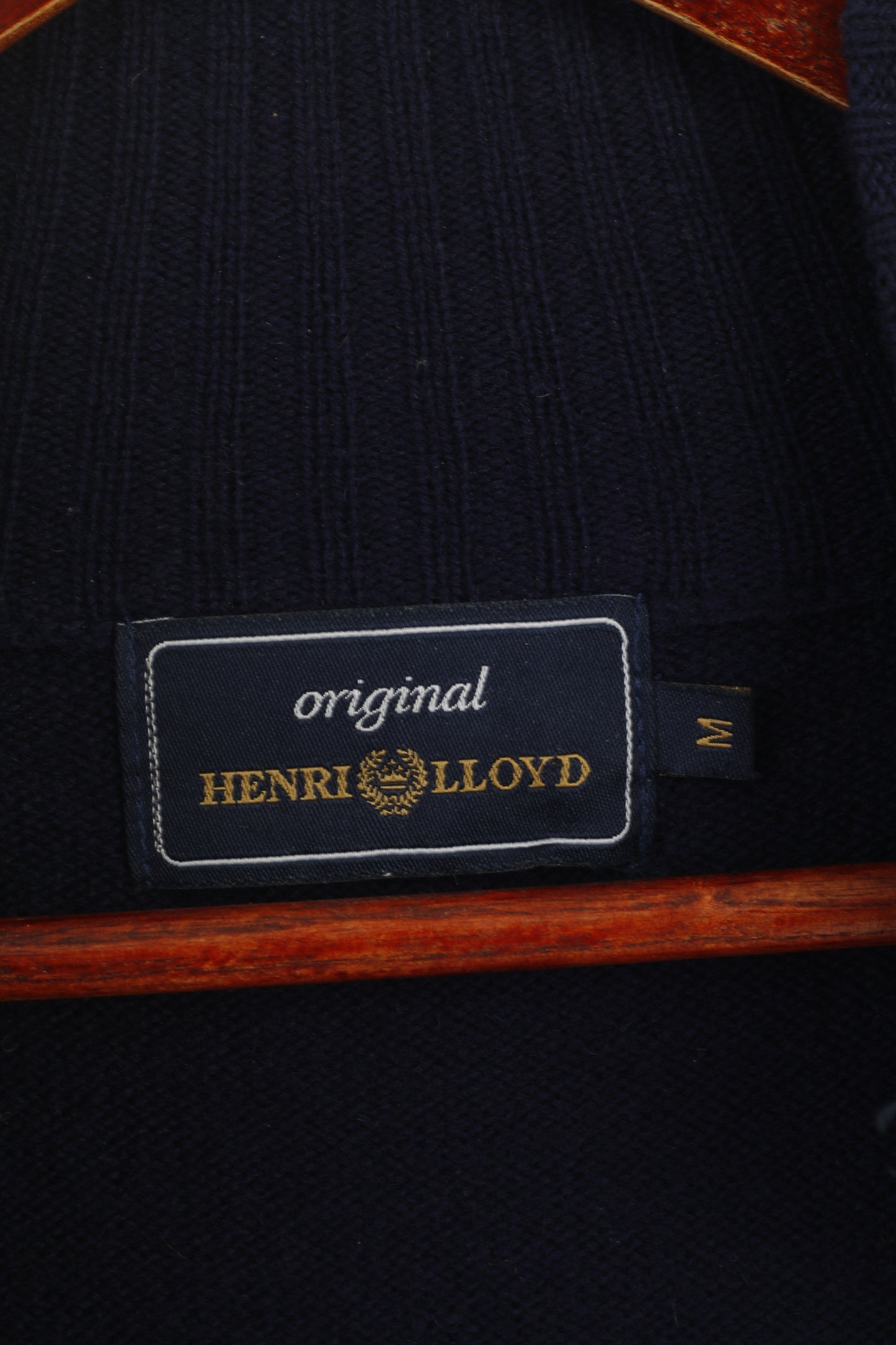 Henri Lloyd Hommes M Jumper Laine Marine Vintage Full Zip Cardigan Pull